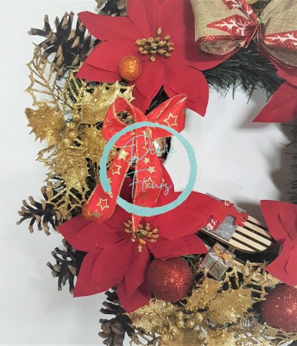 Vianočný veniec Ø 30cm Poinsettia Vianočná ruža & vianočné ozdoby & doplnky červená