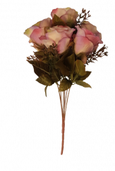 Růže kytice "7" růžová 42cm umělá