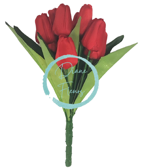 Tulipány kytica x9 červená 33cm umelá