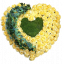 Smuteční věnec "Srdce" z umělých růží a s mechovým srdíčkem 80cm x 80cm žlutý