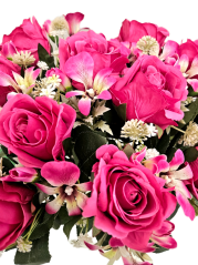 Umelá veľká kytica ruží 46cm červená