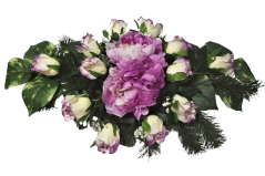 Aranjament Trandafiri artificiali și Bujor și Accesorii 60cm x 30cm x 20cm violet