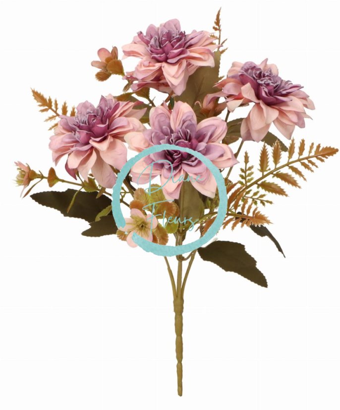 Sztuczny bukiet dalie i dodatki 30cm różowy, fioletowy