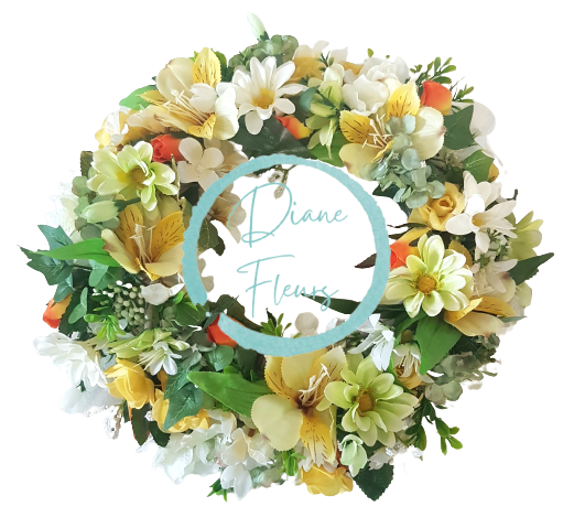 Luxusný prútený veniec ozdobený umelými margarétkami, hortenziami a alstromériou Ø 35cm