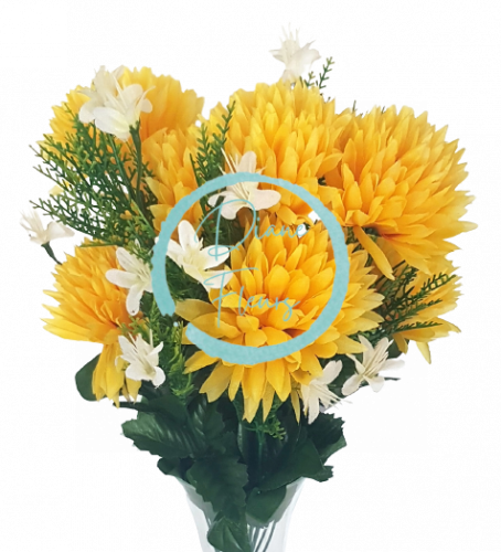 Künstliche Chrysantheme Strauß x9 45cm Gelb