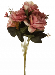 Ruže kytice ružová "9" 48cm umelá