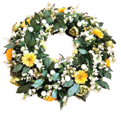 Luksuzni umjetni vijenac za bor, ekskluzivni božuri, gerberi, sedum i dodaci Ø 90cm