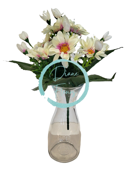 Margarétky kytica x10 32cm krémová, fialová umelá