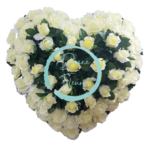 Pogrebni venec Srce vrtnic 65cm x 65cm krem ??umet