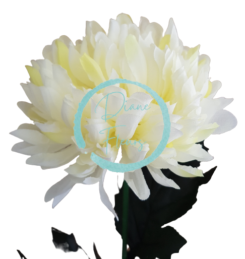 Künstliche Chrysantheme am Stiel Exclusive 60cm Cremefarben & Hellgrün