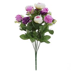 Exclusive Ruže, Anemone, Ranunculus kytica x12 48cm fialová, krémová umelá