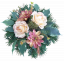 Kompozycjaowa sztuczne gerbery, róże i dodatki 23cm x 17cm