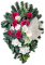 Wieniec pogrzebowy "Liść" sztuczne róże, kalie, storczyki i dodatki 90cm x 60cm