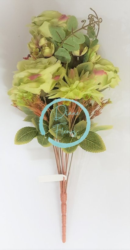 Buket krizanteme i ruža & Astra "12" 50cm zelena umjetna