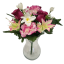 Buket ruža, karanfil, ljiljan i orhideja x13 33cm bordo, zelena, kremasta umjetni