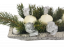 Vánoční kameninový aranžmán Růže Glitter & smrkové větvičky & svíčky 35cm x 10cm x 5cm