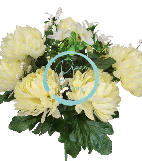 Artificial Chrysanthemums x12 Bouquet 50cm Cream