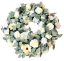 Temetési fenyőkoszorú Exkluzív rózsák, krizantém, dáliák, clematis és kiegészítők 80cm