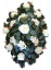 Pogrebni venec oval umetnih vrtnic, hortenzij in dodatkov 75cm x 40cm krem, zelena