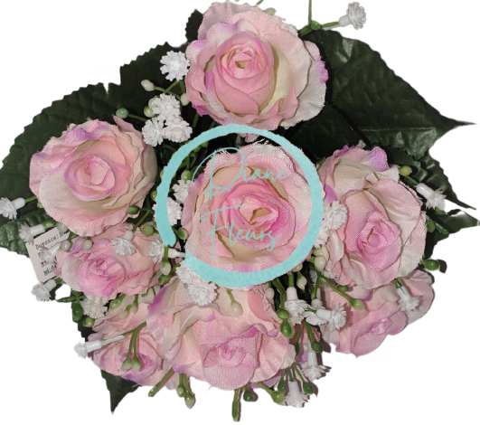Růže kytice růžová "9" 25cm umělá