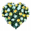 Künstliche Kranz Herz-förmig mit Rosen 60cm x 60cm Gelb, Creme