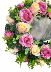 Pogrebni vijenac umjetne ruže i dodaci Ø 55cm