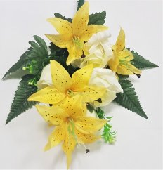 Buket ruža i ljiljana "8" žuti 47cm umjetni