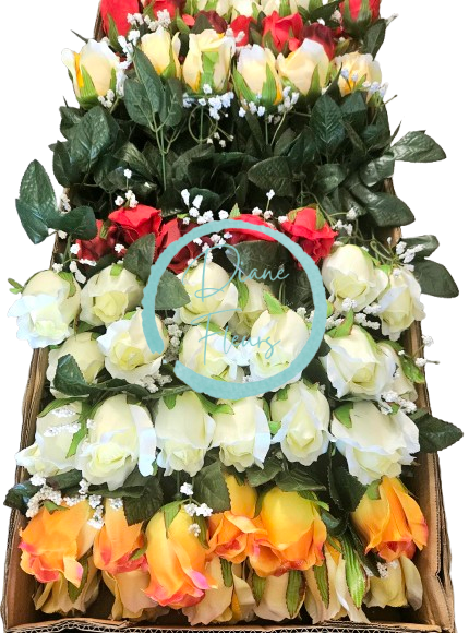 Műrózsa 48cm művirág - az ár 72 db-os csomagra vonatkozik - színkeverék