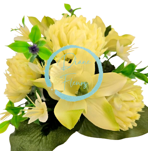 Crizanteme & Orhidee buchet violet & alb 13 inches (33cm) flori artificiale