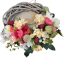Proutěný věnec mix květin a makovičky a doplňky Ø 20cm