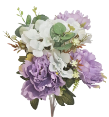 Künstliche Pfingstrosen & Hortensie strauß  48cm Lilac