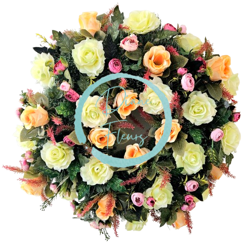 Luxury Artificial Pine Wreath Exclusive Roses, Ranunculus and Accessories 65cm