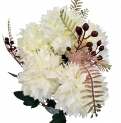 Artificial Chrysanthemums Bouquet x11 48cm Cream