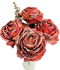 Buchet de trandafiri x9 42cm flori artificiale portocaliu închis
