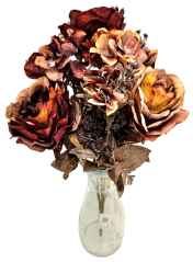 Buchet de trandafiri & hortensii 48cm flori artificiale maro