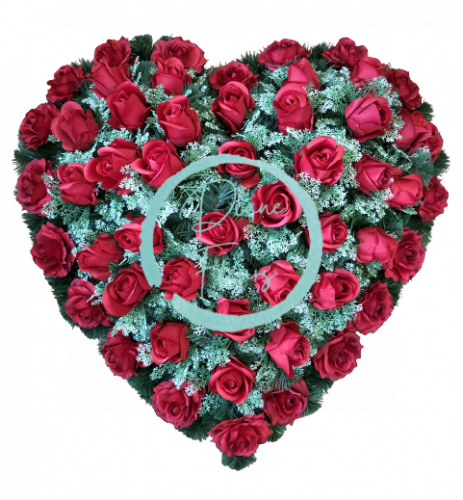 Artificial Wreath Heart Shaped with Roses and Accessories 80cm x 80cm