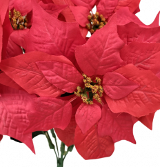 Poinsettia Vánoční hvězda kytice x5 50cm červená umělá