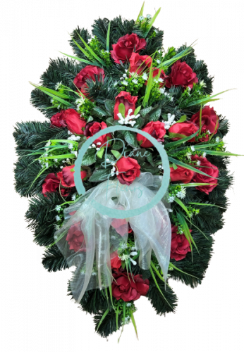 Nagrobni venec oval Roses & dodatki 80cm x 55cm