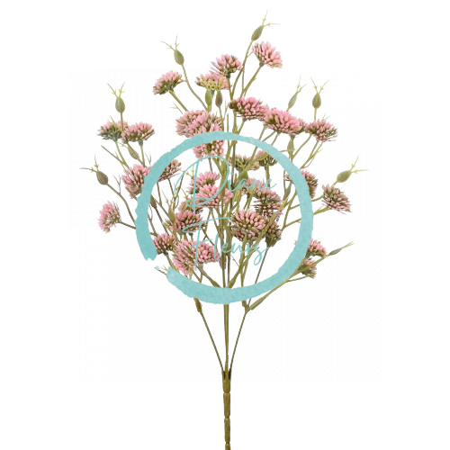 Umelá kytička prízdoba zápich drobné kvietky 35cm ružová