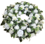 Smuteční věnec borovicový exclusive hortenzie, růže, clematis, chryzatémy, kopretiny a doplňky 80cm AS994