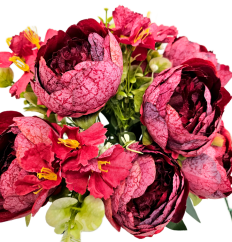 Exclusive Bazsarózsa csokor 50cm művirág piros