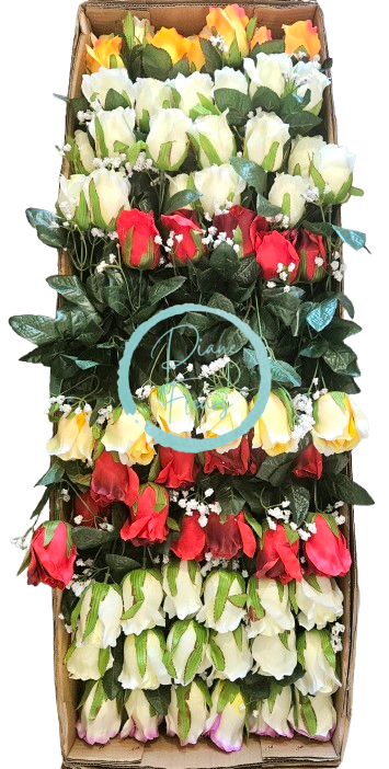 Műrózsa 48cm művirág - az ár 72 db-os csomagra vonatkozik - színkeverék
