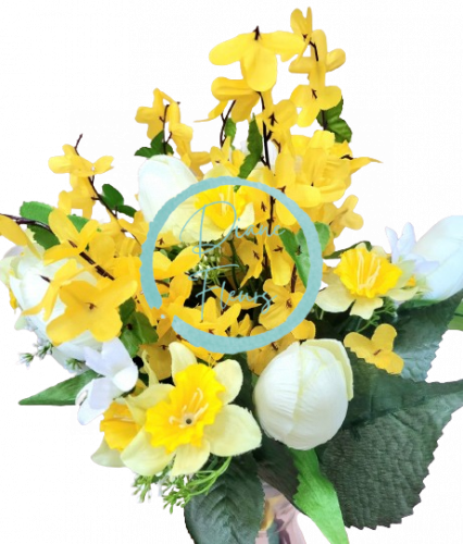 Künstliche Bunter Strauß Tulpen, Goldener Regen-Blumen und Accessoires 38cm