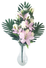 Bukiet róż i lilii x18 fioletowy, biały 62cm sztuczny