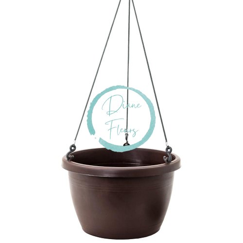 Hanging plastic flowerpot 25cm x 15,5cm / 0,9l Brown