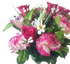 Künstliche Rosen & Alstroemeria & Nelke Strauß x18 Weinrote 50cm