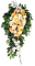 Wianek żałobny sztuczne róże, kalie, mieczyki i dodatki 130cm x 65cm