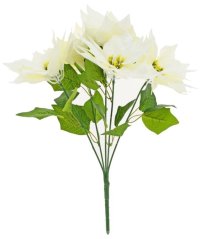 Aksamitny bukiet gwiazdek świątecznych poinsecji 45cm bialy sztuczny