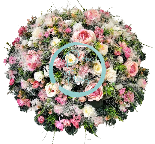 Luxusný umelý veniec Exclusive pivonky peonie, ruže, hortenzie a doplnky 70cm