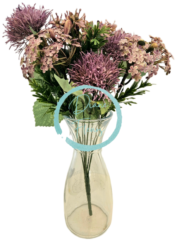 Голям букет от изкуствени лилави магарешки бодил 43 см